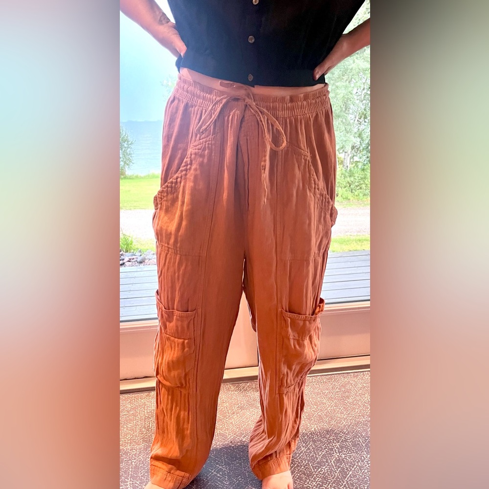 Free People Terracotta Slouchy Cargo Pants